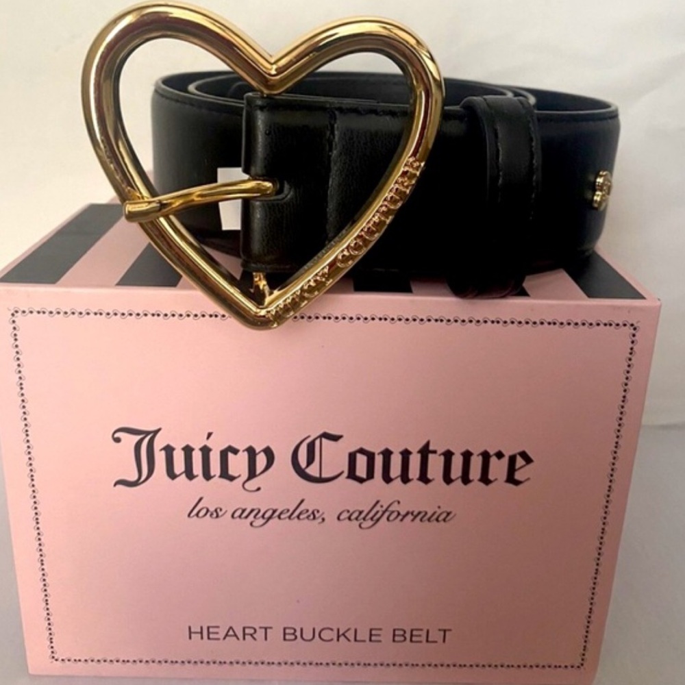 NWT Juicy Couture Black Belt with Gold Heart Buckle in size small/medium
